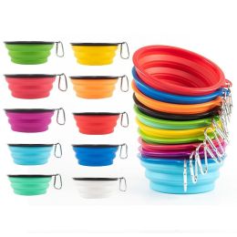 1000ml Large Collapsible Dog Pet Folding Silicone Bowl Outdoor Travel Portable Puppy Food Container Feeder Dish Bowl (Color: black)