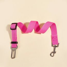 Adjustable Pet Safety Belt Leash; Dog Car Seat Belt For Dogs & Cats Outdoor Travelling (Color: pink)