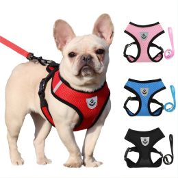 Reflective Pet Harness And Leash Set For Dog & Cat; Adjustable No Pull Dog Harness With Soft Mesh (Color: pink)