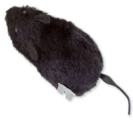 Clockwork Plush Mouse Simulation Tricky Dog Cat Toy Will Run And Wag Its Tail 1pc (Color: black)