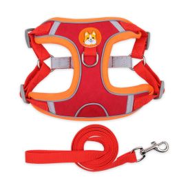 dog Harnesses and dog leash set; Pet Chest Strap Vest Dog Strap Small Dog Rope Wholesale Reflective Dog Towing Rope (colour: red)