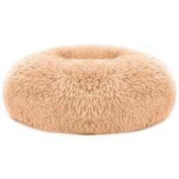 Pet Dog Bed Soft Warm Fleece Puppy Cat Bed Dog Cozy Nest Sofa Bed Cushion L Size (Color: brown)