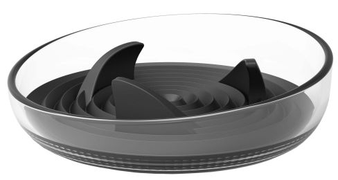 Pet Life 'Cirlicue' Shark Fin Shaped Modern Slow Feeding Pet Bowl (Color: black)