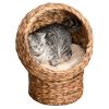 Simple Yet Practical Natural Braided Banana Leaf Elevated Cat Bed Basket With Cushion