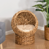 Simple Yet Practical Natural Braided Banana Leaf Elevated Cat Bed Basket With Cushion